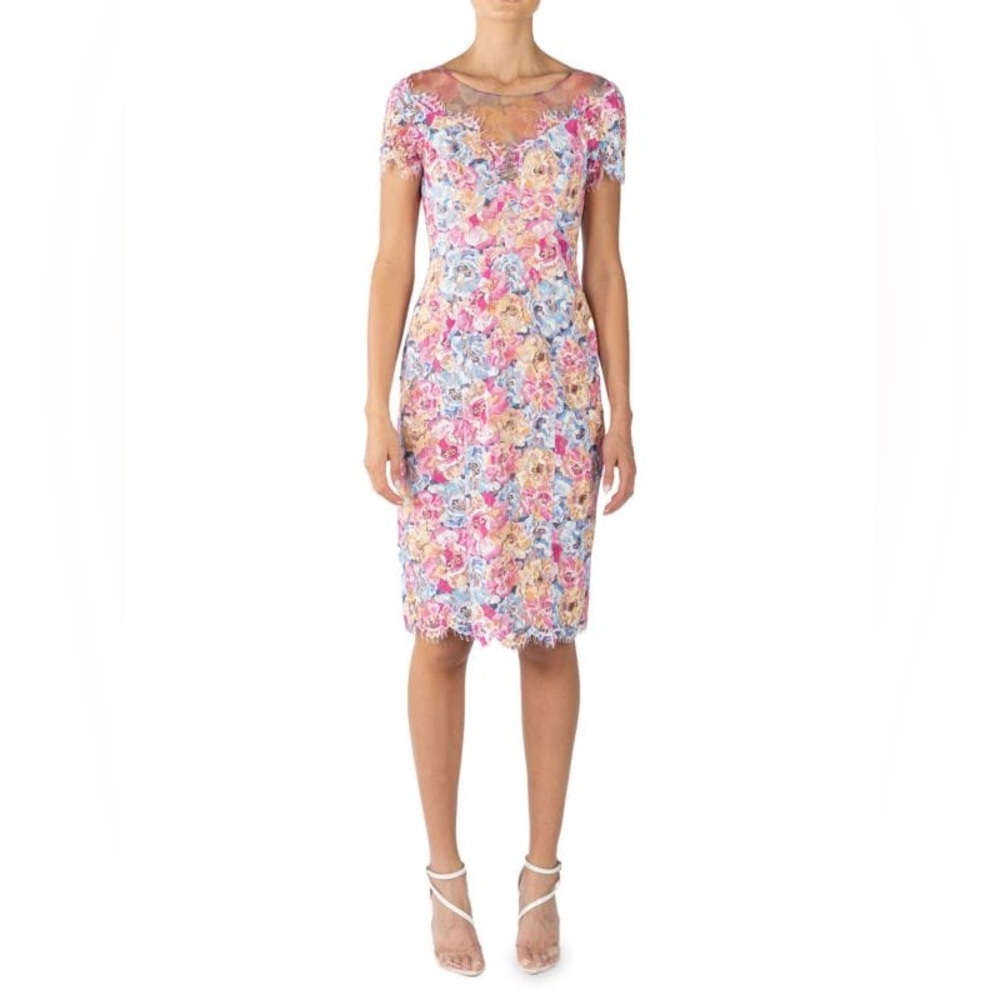 NEW Rene Ruiz Collection Illusion Neckline Lace Cocktail Size 12